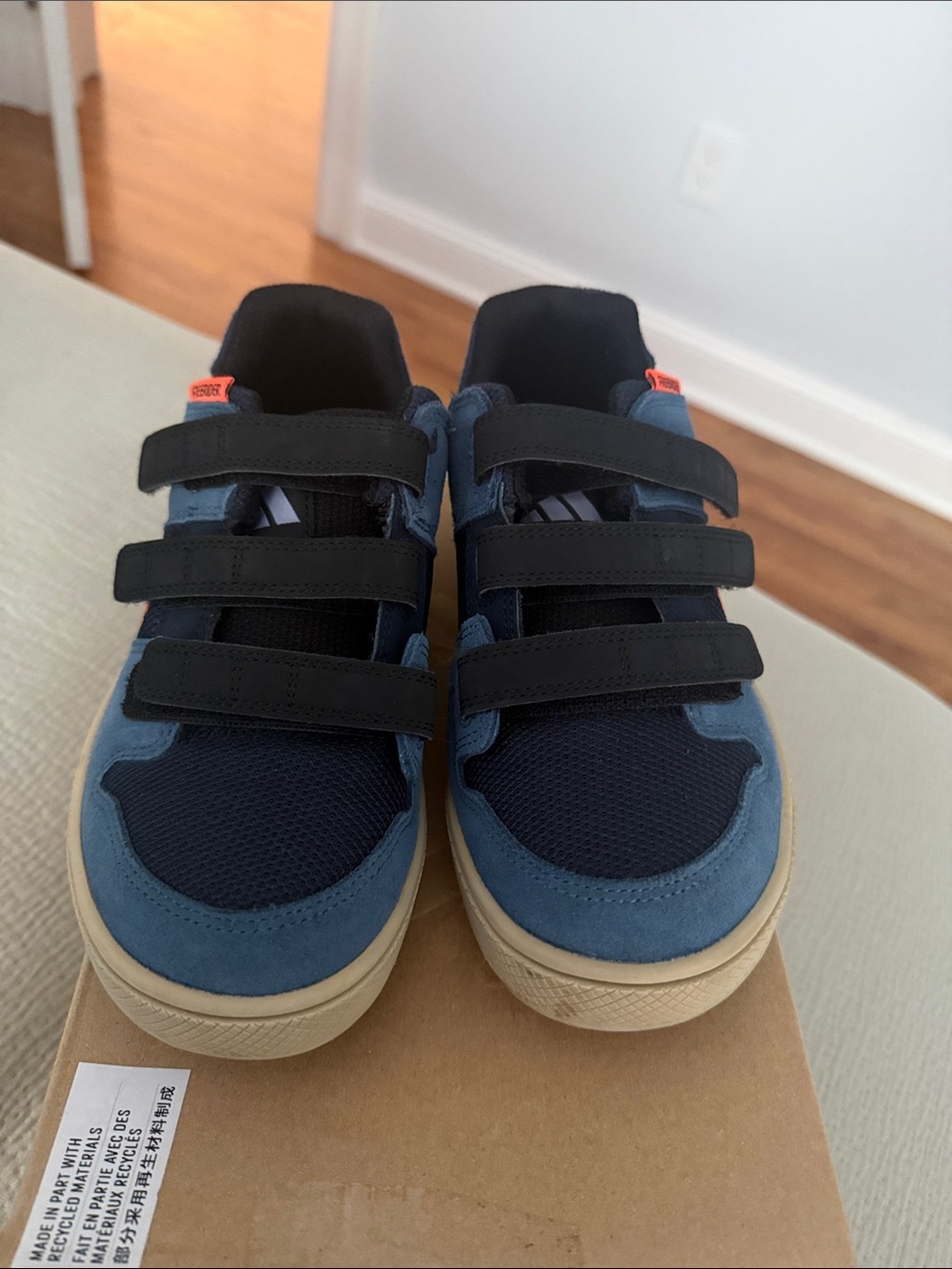 Adidas Kids Navy and Blue Triple-Strap Sneakers